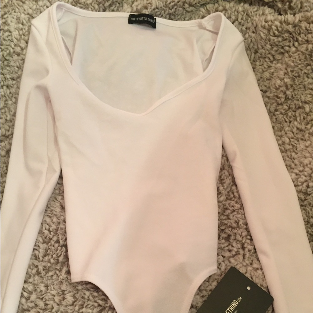 Crepe V Neck Long Sleeve Bodysuit